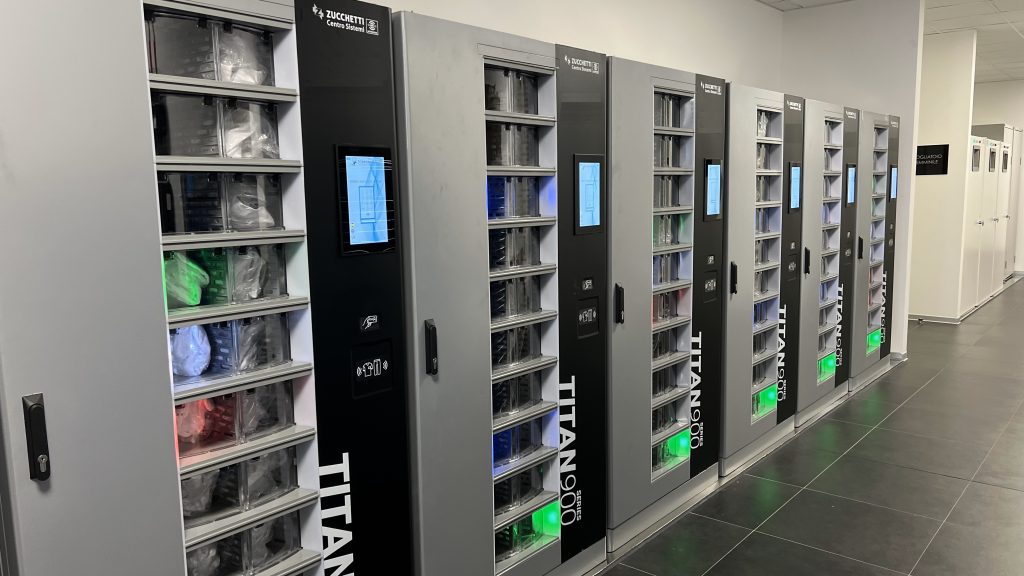 Titan 900 automated garment dispensing system for hospital scrubs and uniforms